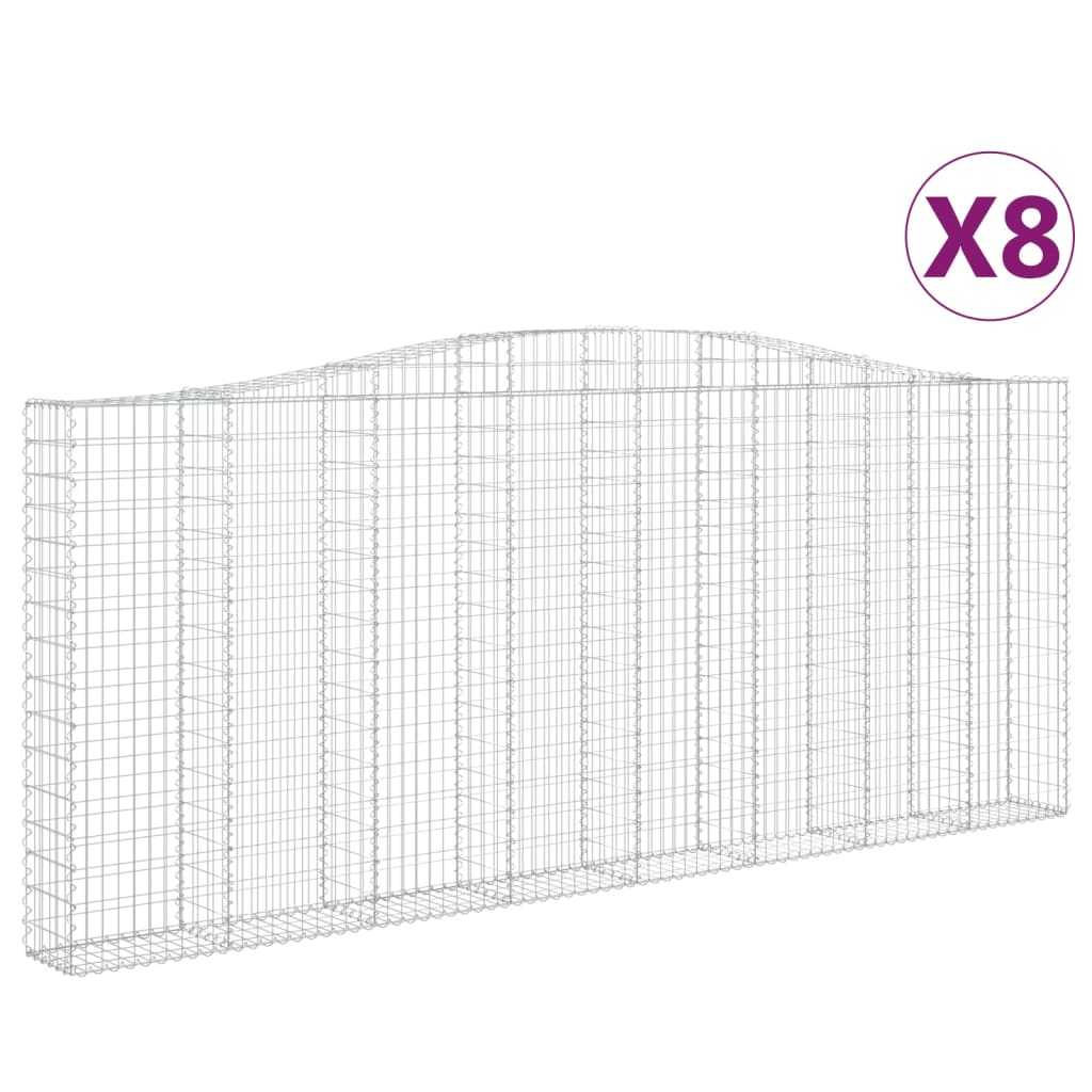 Συρματοκιβώτια Τοξωτά 8 τεμ. 400x30x160/180 εκ. Γαλβαν. Ατσάλι