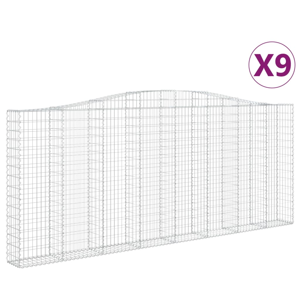 Συρματοκιβώτια Τοξωτά 9 τεμ. 400x30x160/180 εκ. Γαλβαν. Ατσάλι - Pakobazaar