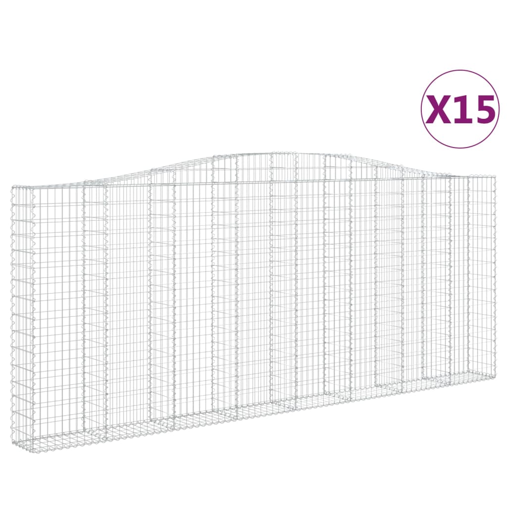Συρματοκιβώτια Τοξωτά 15 τεμ. 400x30x160/180 εκ. Γαλβαν. Ατσάλι