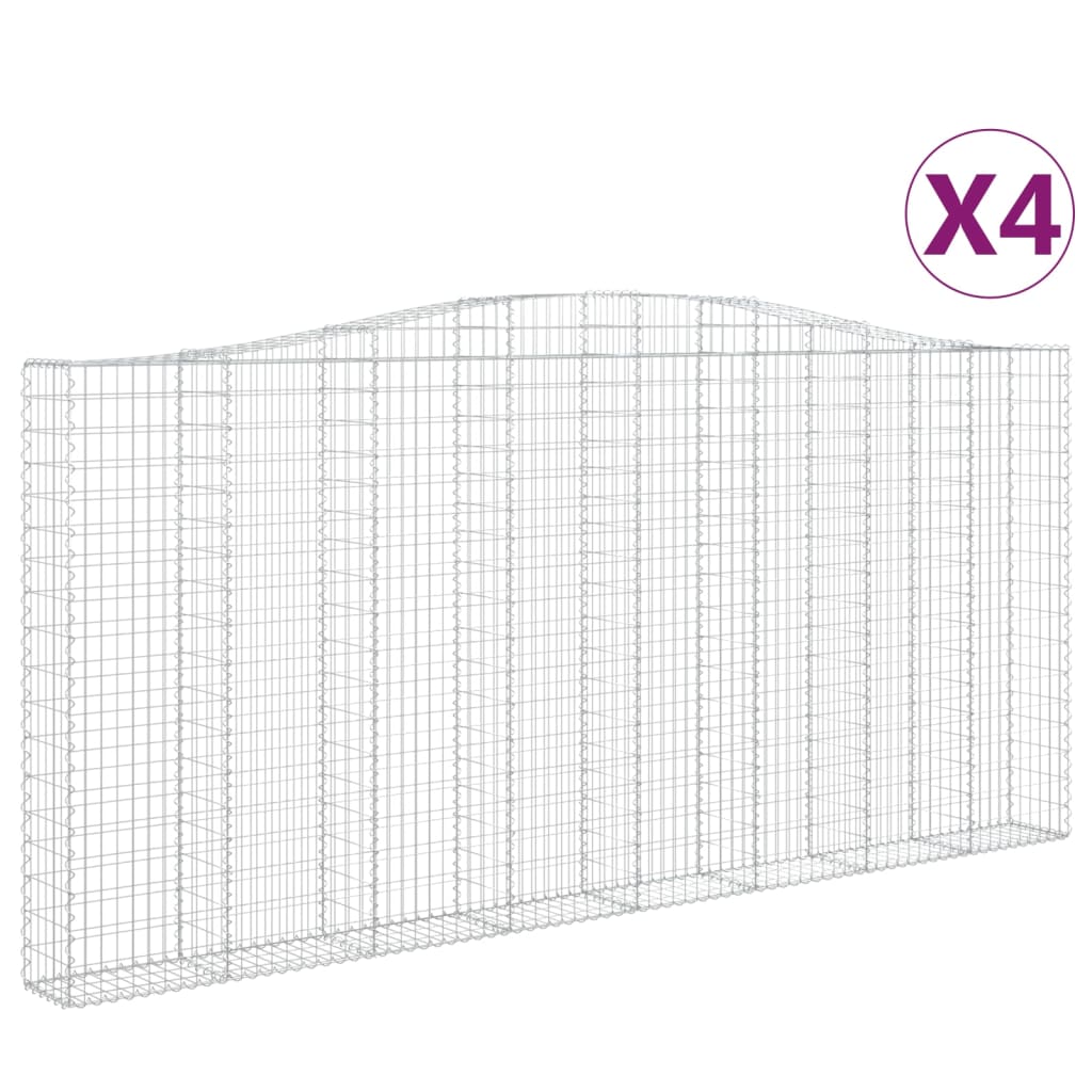 Συρματοκιβώτια Τοξωτά 4 τεμ. 400x30x180/200 εκ. Γαλβαν. Ατσάλι
