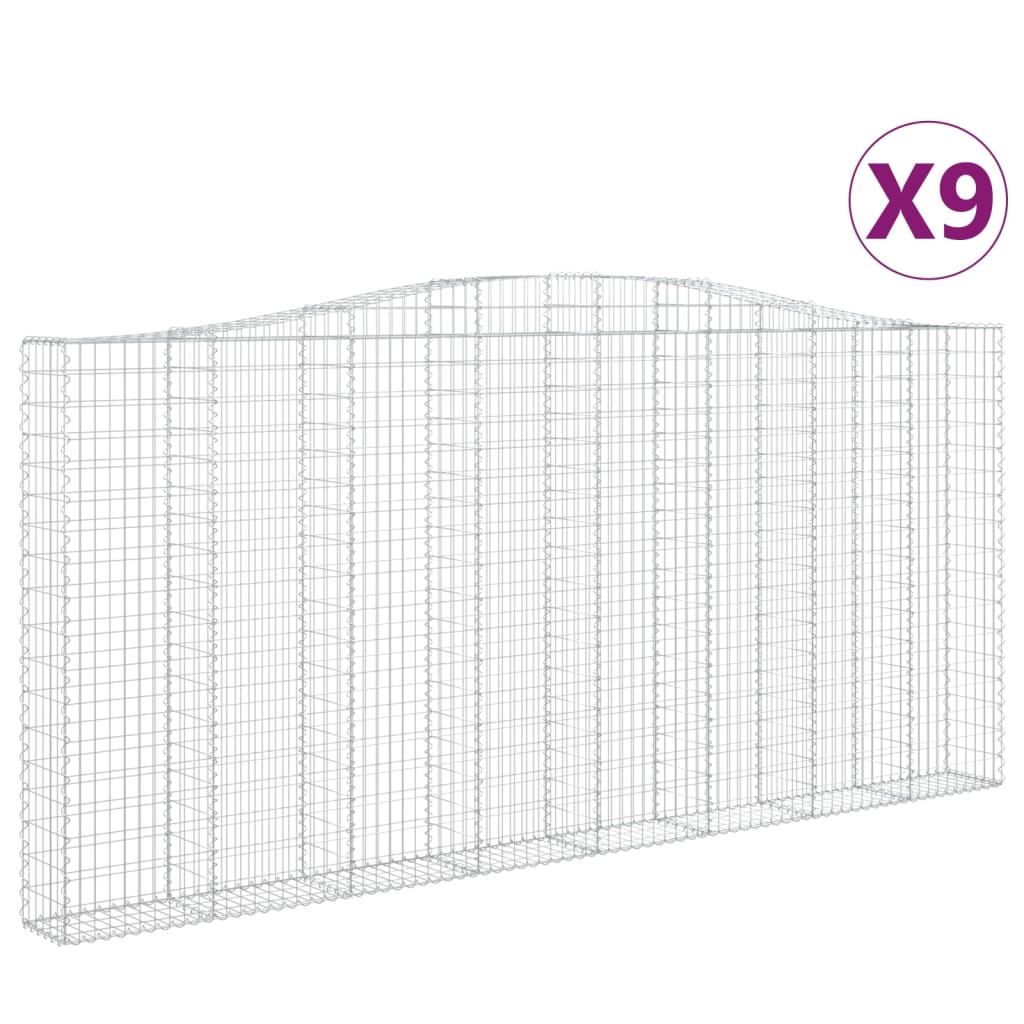 Συρματοκιβώτια Τοξωτά 9 τεμ. 400x30x180/200 εκ. Γαλβαν. Ατσάλι - Pakobazaar