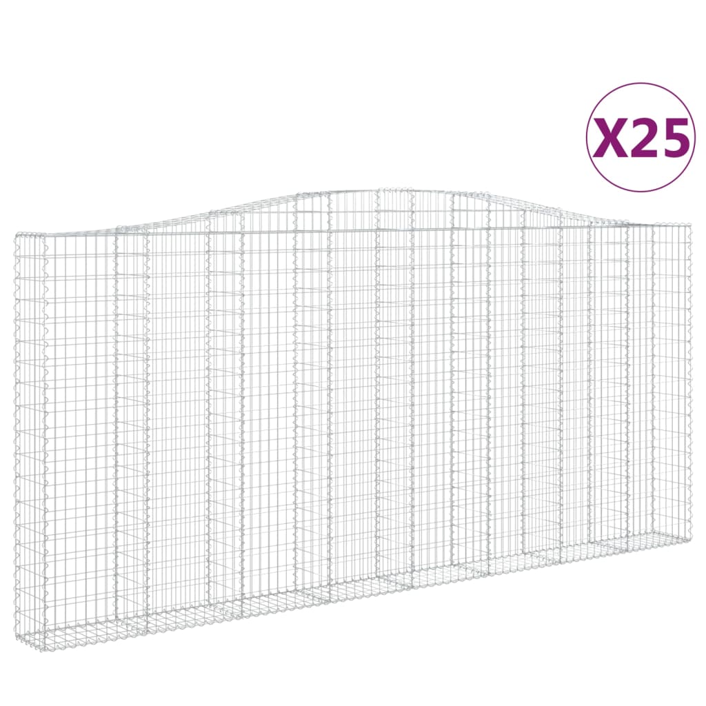 Συρματοκιβώτια Τοξωτά 25 τεμ. 400x30x180/200 εκ. Γαλβαν. Ατσάλι
