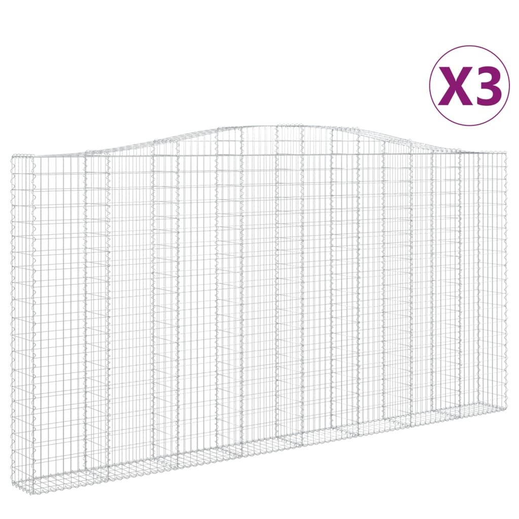 Συρματοκιβώτια Τοξωτά 3 τεμ. 400x30x200/220 εκ. Γαλβαν. Ατσάλι - Pakobazaar