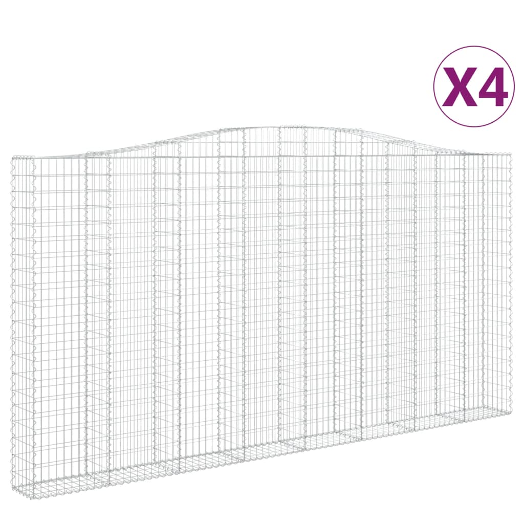 Συρματοκιβώτια Τοξωτά 4 τεμ. 400x30x200/220 εκ. Γαλβαν. Ατσάλι