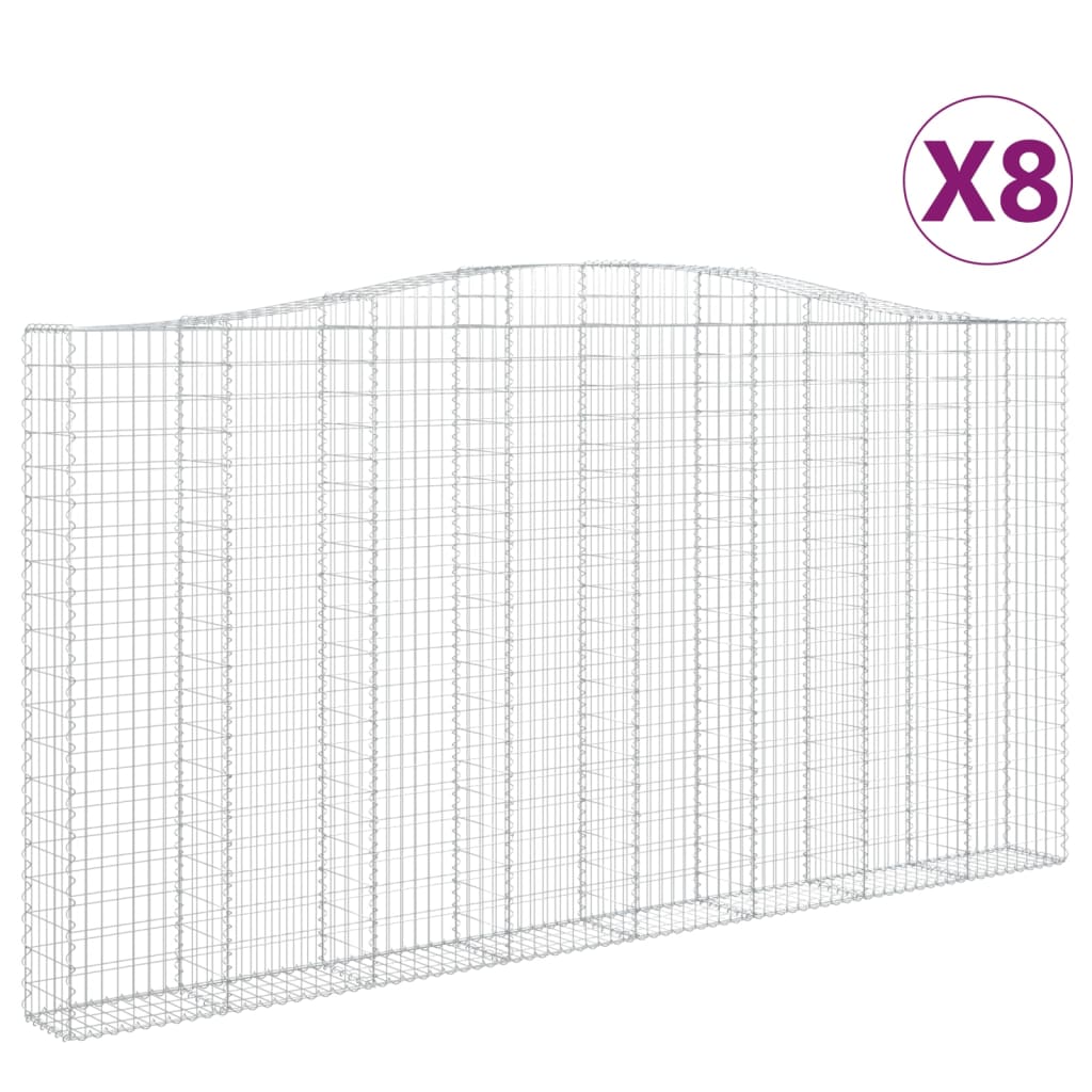 Συρματοκιβώτια Τοξωτά 8 τεμ. 400x30x200/220 εκ. Γαλβαν. Ατσάλι