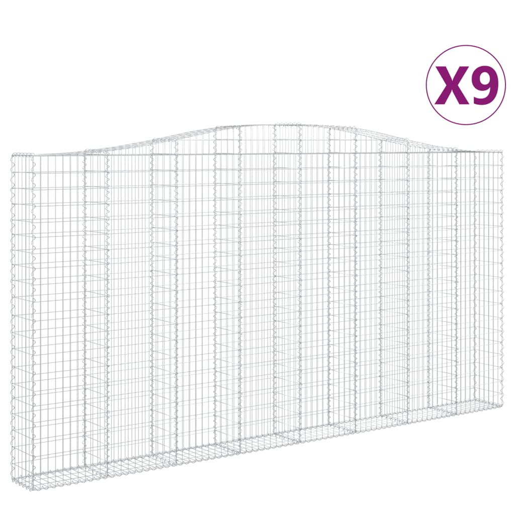Συρματοκιβώτια Τοξωτά 9 τεμ. 400x30x200/220 εκ. Γαλβαν. Ατσάλι