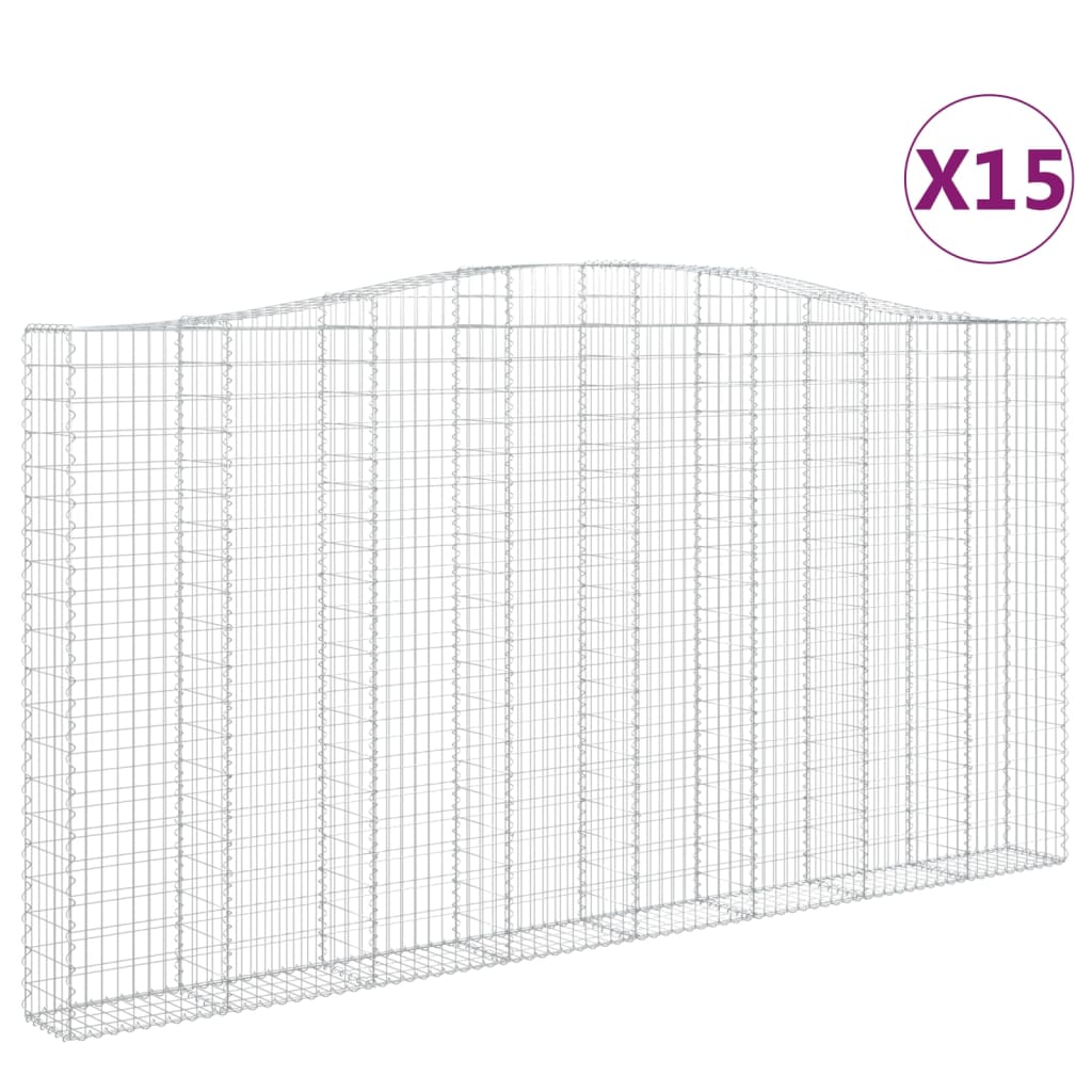 Συρματοκιβώτια Τοξωτά 15 τεμ. 400x30x200/220 εκ. Γαλβαν. Ατσάλι
