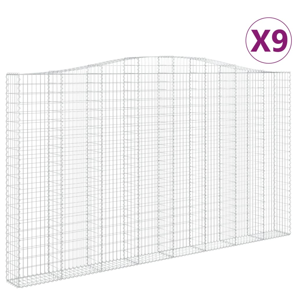 Συρματοκιβώτια Τοξωτά 9 τεμ. 400x30x220/240 εκ. Γαλβαν. Ατσάλι - Pakobazaar