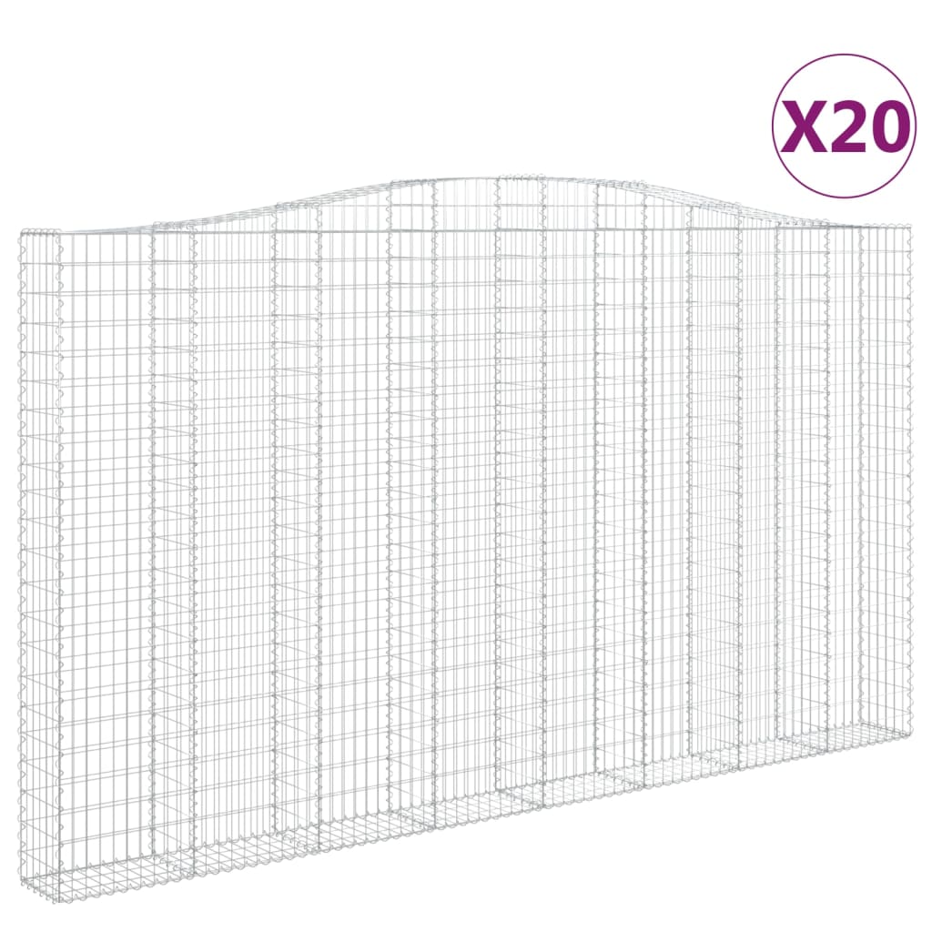 Συρματοκιβώτια Τοξωτά 20 τεμ. 400x30x220/240 εκ. Γαλβαν. Ατσάλι