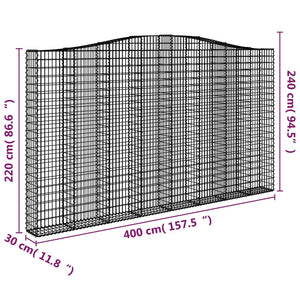Συρματοκιβώτια Τοξωτά 20 τεμ. 400x30x220/240 εκ. Γαλβαν. Ατσάλι