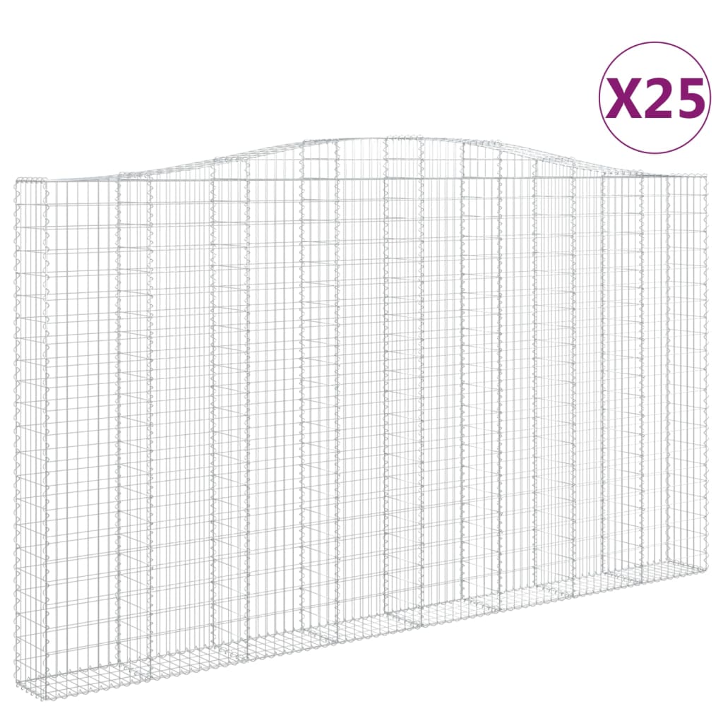 Συρματοκιβώτια Τοξωτά 25 τεμ. 400x30x220/240 εκ. Γαλβαν. Ατσάλι