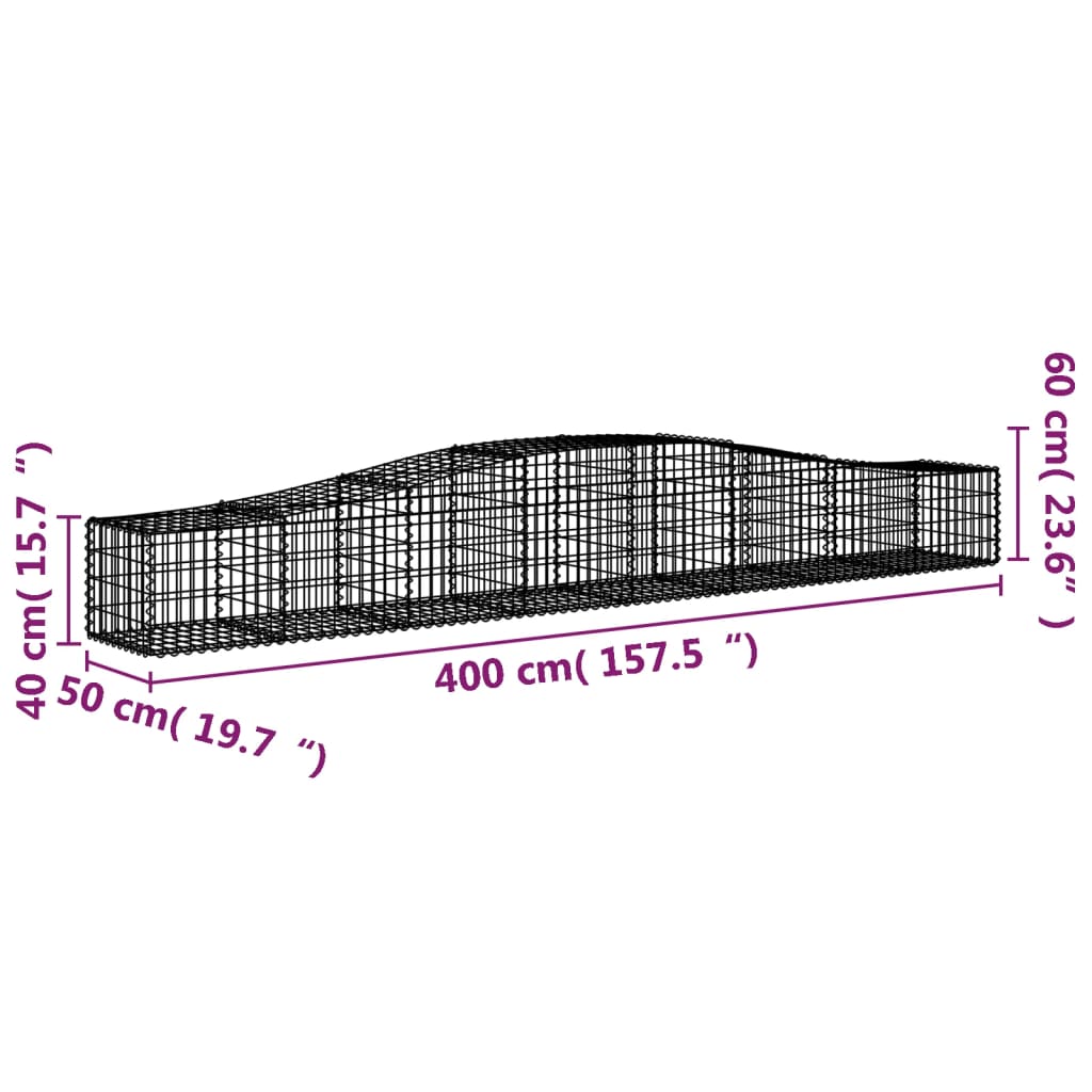 Συρματοκιβώτια Τοξωτά 6 τεμ. 400x50x40/60 εκ. Γαλβαν. Ατσάλι