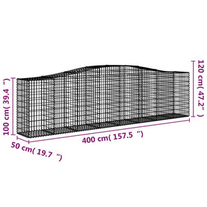 Συρματοκιβώτια Τοξωτά 15 τεμ. 400x50x100/120 εκ. Γαλβαν. Ατσάλι