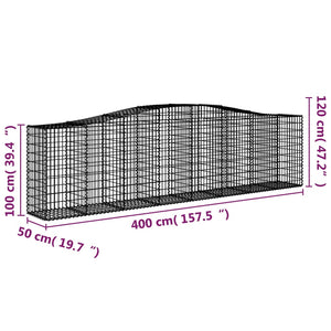 Συρματοκιβώτια Τοξωτά 20 τεμ. 400x50x100/120 εκ. Γαλβαν. Ατσάλι