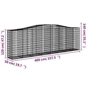 Συρματοκιβώτια Τοξωτά 4 τεμ. 400x50x120/140 εκ. Γαλβαν. Ατσάλι