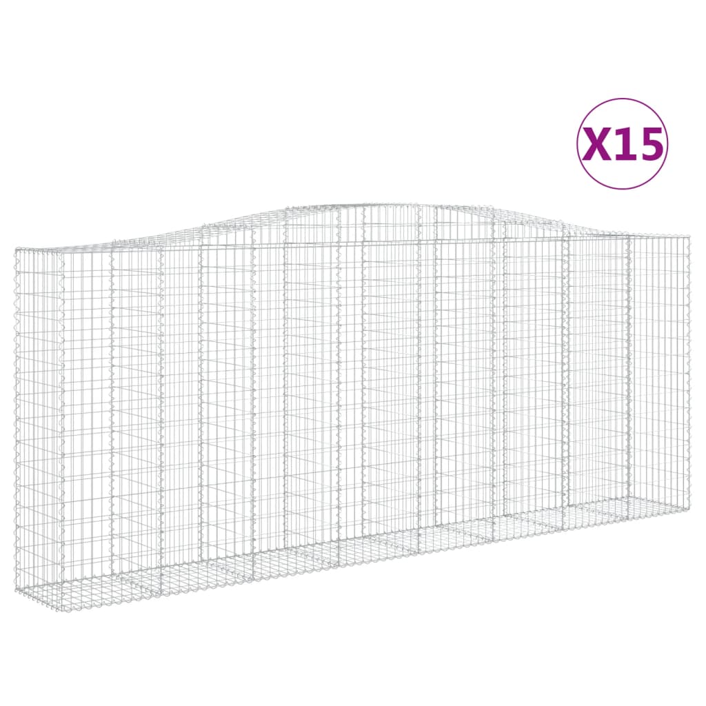 Συρματοκιβώτια Τοξωτά 15 τεμ. 400x50x160/180 εκ. Γαλβαν. Ατσάλι - Pakobazaar