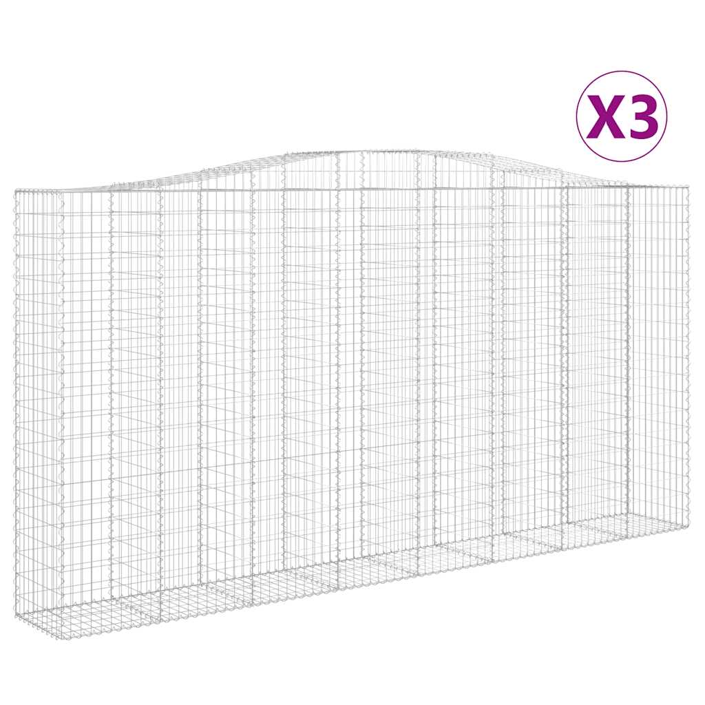 Συρματοκιβώτια Τοξωτά 3 τεμ. 400x50x200/220 εκ. Γαλβαν. Ατσάλι