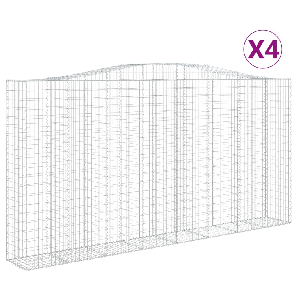 Συρματοκιβώτια Τοξωτά 4 τεμ. 400x50x200/220 εκ. Γαλβαν. Ατσάλι