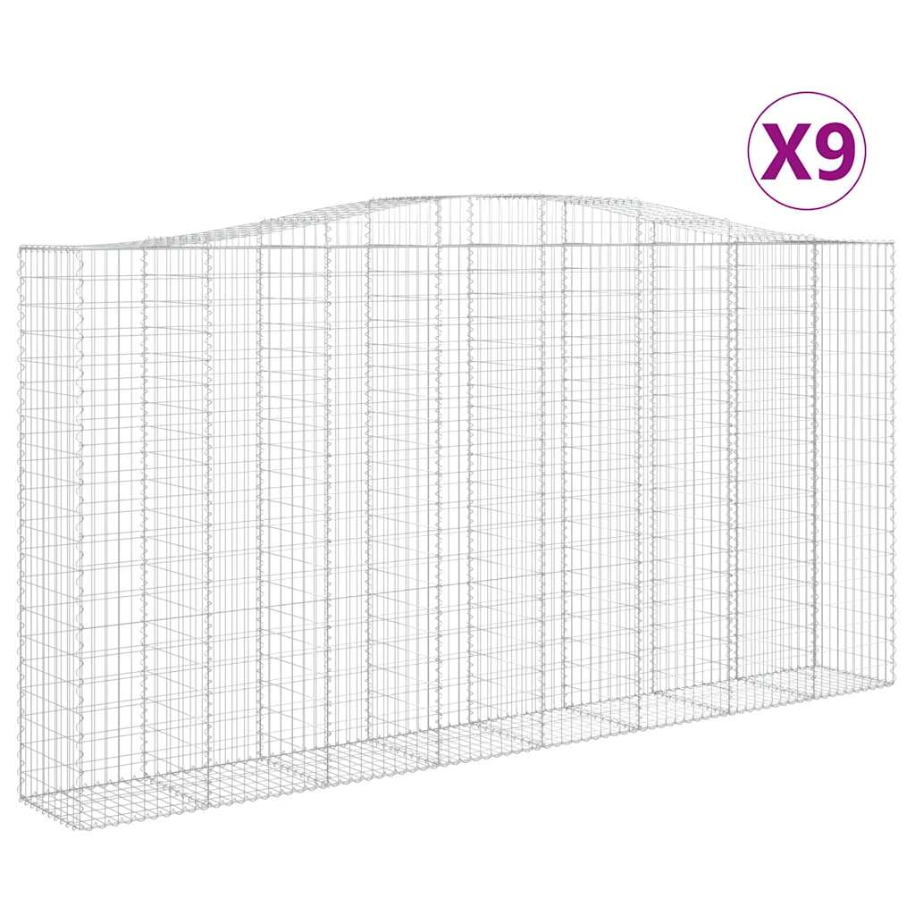 Συρματοκιβώτια Τοξωτά 9 τεμ. 400x50x200/220 εκ. Γαλβαν. Ατσάλι