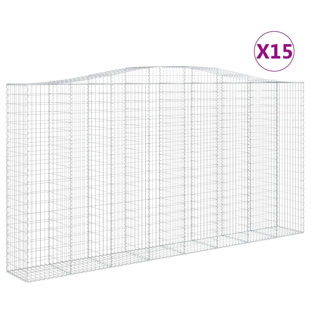 Συρματοκιβώτια Τοξωτά 15 τεμ. 400x50x200/220 εκ. Γαλβαν. Ατσάλι - Pakobazaar