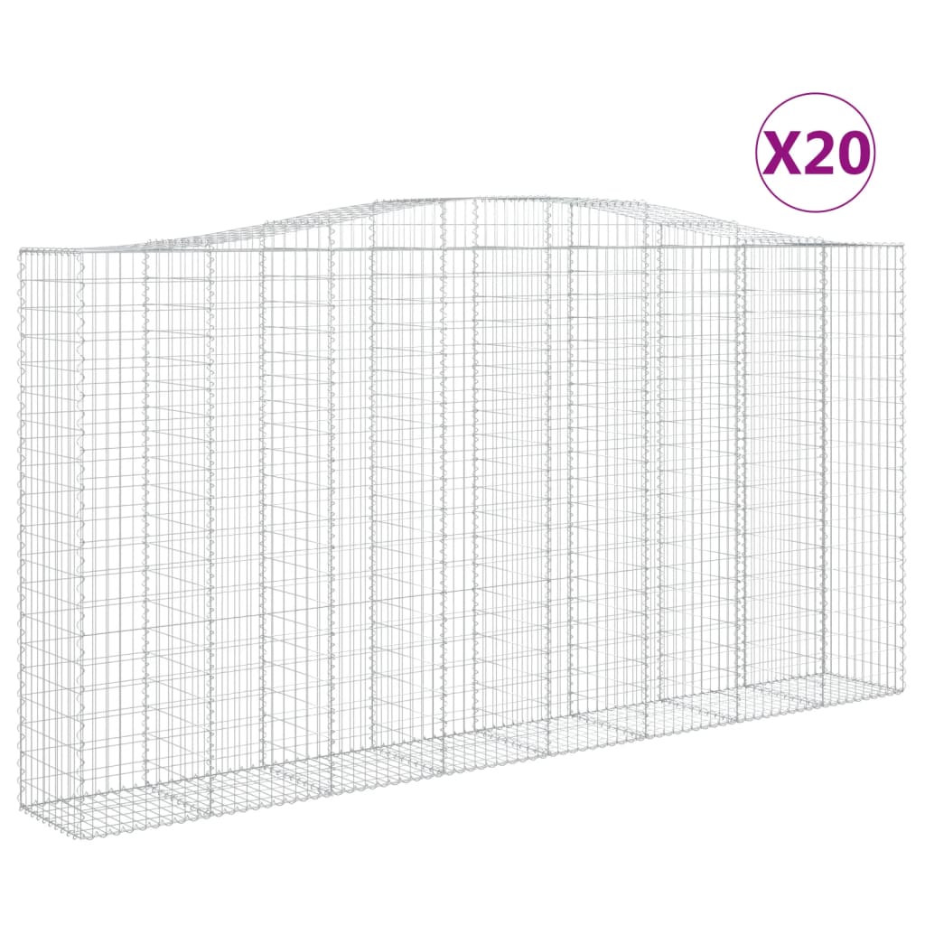Συρματοκιβώτια Τοξωτά 20 τεμ. 400x50x200/220 εκ. Γαλβαν. Ατσάλι