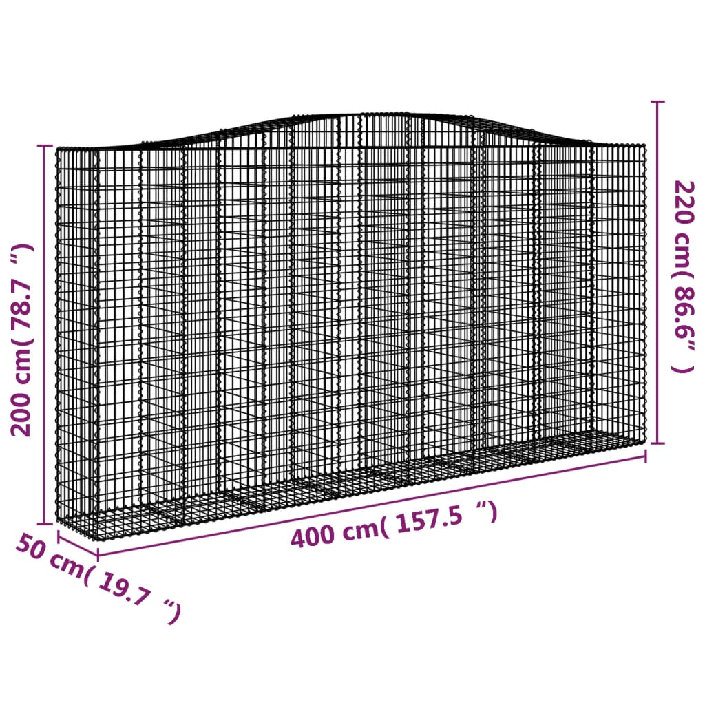 Συρματοκιβώτια Τοξωτά 20 τεμ. 400x50x200/220 εκ. Γαλβαν. Ατσάλι