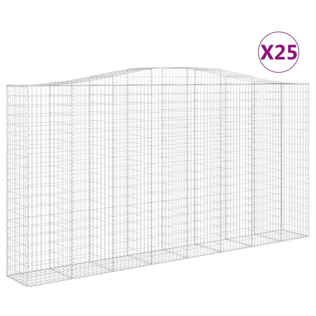 Συρματοκιβώτια Τοξωτά 25 τεμ. 400x50x200/220 εκ. Γαλβαν. Ατσάλι