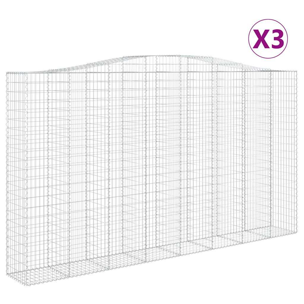 Συρματοκιβώτια Τοξωτά 3 τεμ. 400x50x220/240 εκ. Γαλβαν. Ατσάλι