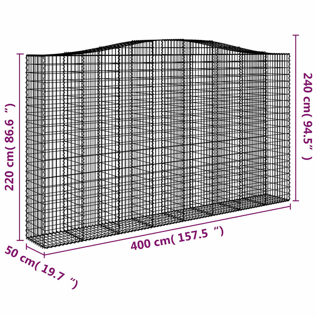 Συρματοκιβώτια Τοξωτά 6 τεμ. 400x50x220/240 εκ. Γαλβαν. Ατσάλι