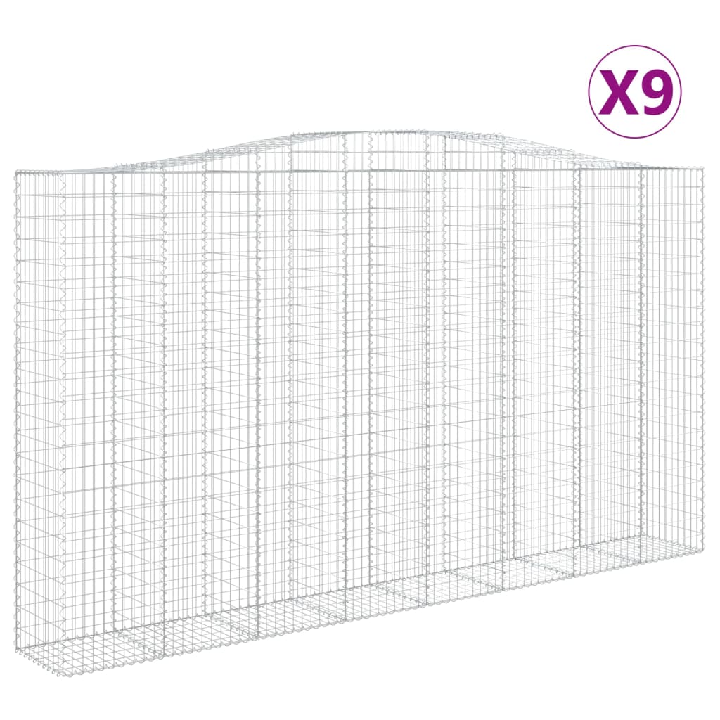 Συρματοκιβώτια Τοξωτά 9 τεμ. 400x50x220/240 εκ. Γαλβαν. Σίδερο