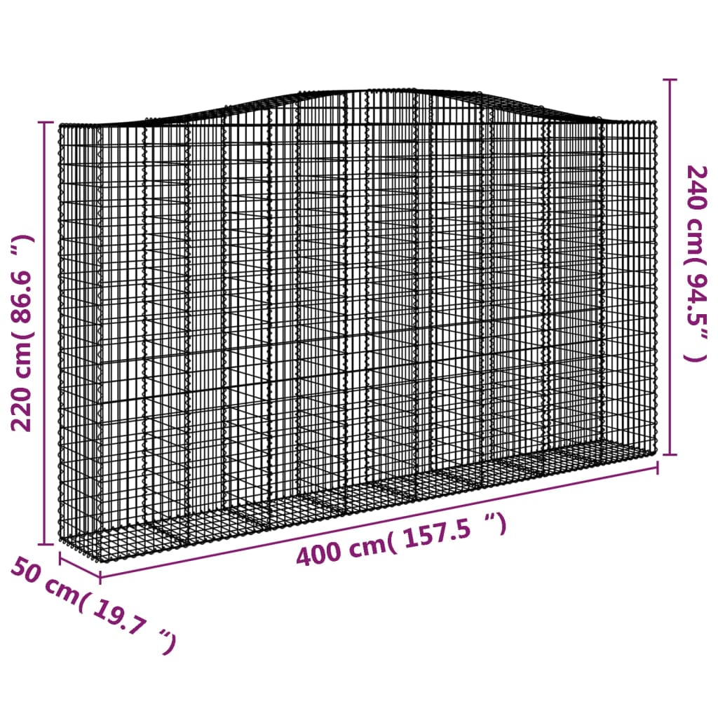 Συρματοκιβώτια Τοξωτά 25 τεμ. 400x50x220/240 εκ. Γαλβαν. Ατσάλι