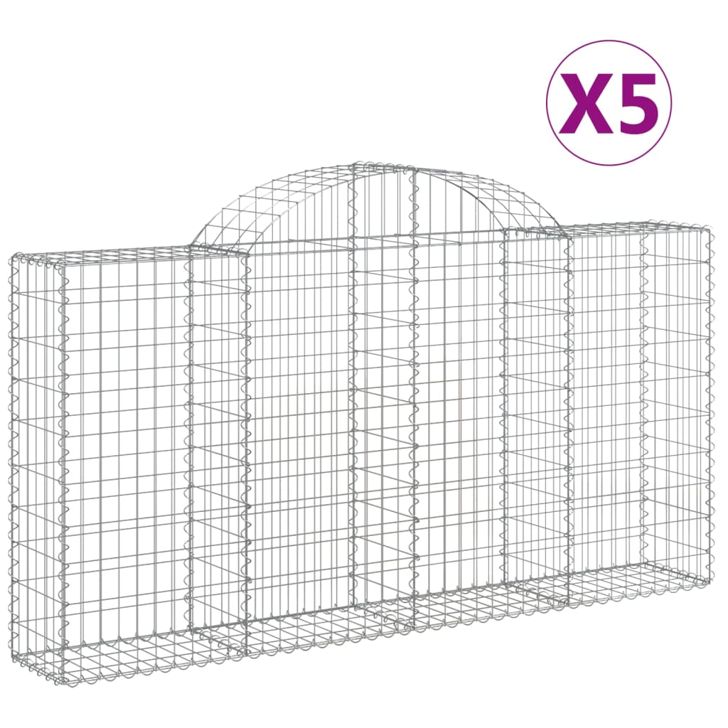Συρματοκιβώτια Τοξωτά 5 τεμ. 200x30x100/120 εκ. Γαλβαν. Ατσάλι