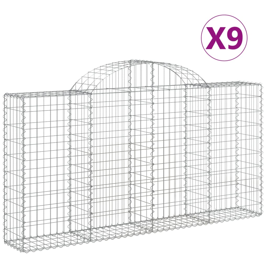 Συρματοκιβώτια Τοξωτά 9 τεμ. 200x30x100/120 εκ. Γαλβαν. Ατσάλι