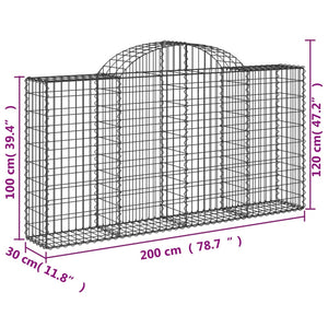 Συρματοκιβώτια Τοξωτά 14 τεμ. 200x30x100/120 εκ. Γαλβαν. Ατσάλι