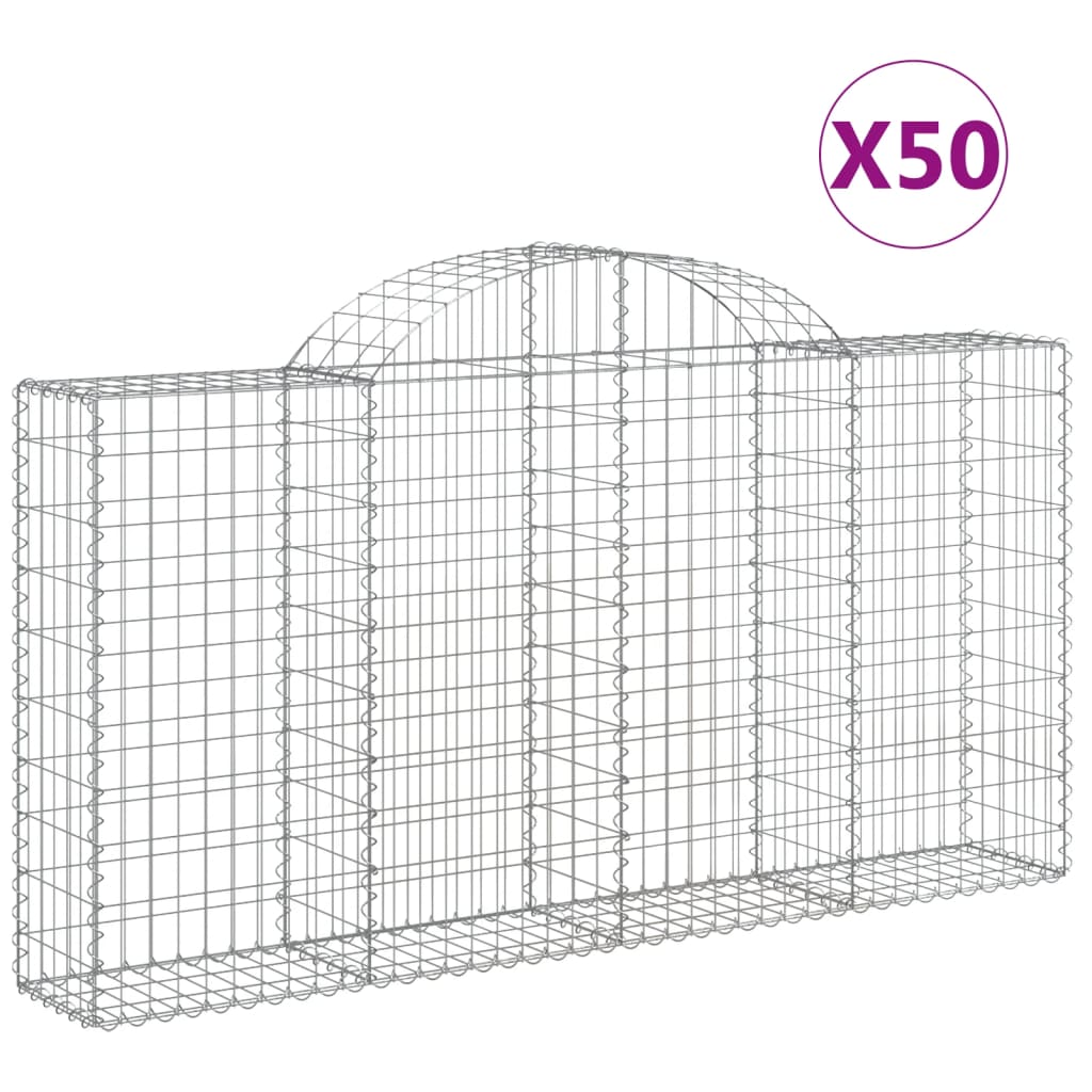 Συρματοκιβώτια Τοξωτά 50 τεμ. 200x30x100/120 εκ. Γαλβαν. Ατσάλι