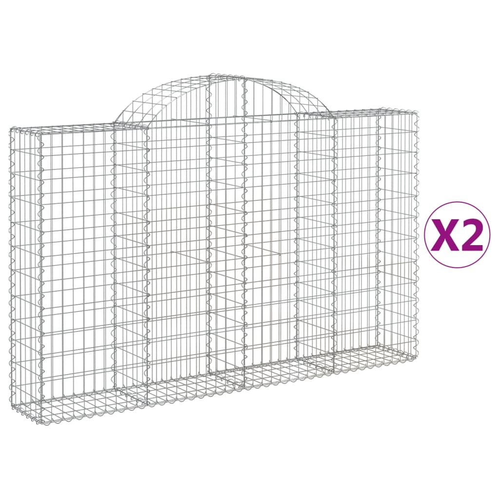 Συρματοκιβώτια Τοξωτά 2 τεμ. 200x30x120/140 εκ. Γαλβαν. Ατσάλι