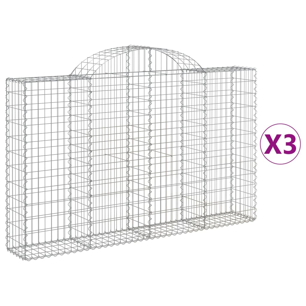 Συρματοκιβώτια Τοξωτά 3 τεμ. 200x30x120/140 εκ. Γαλβαν. Ατσάλι