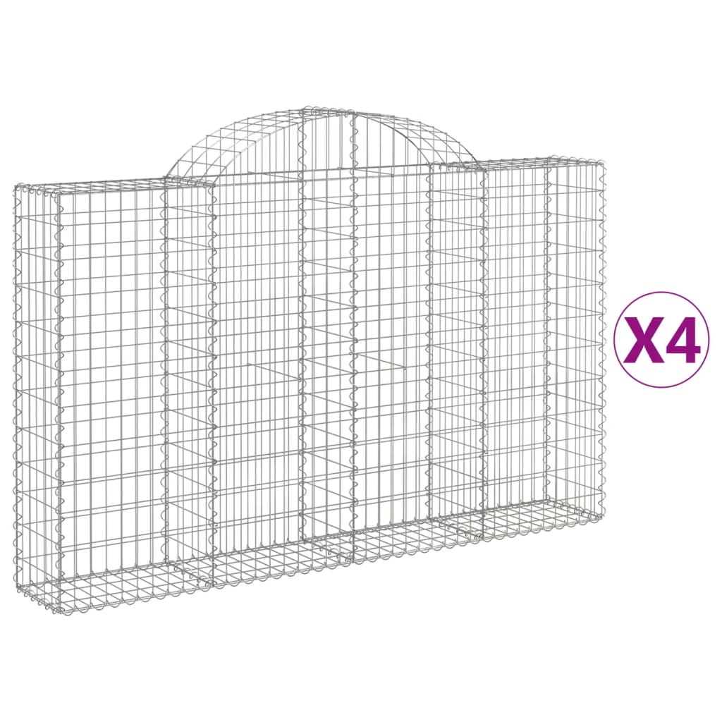 Συρματοκιβώτια Τοξωτά 4 τεμ. 200x30x120/140 εκ. Γαλβαν. Ατσάλι