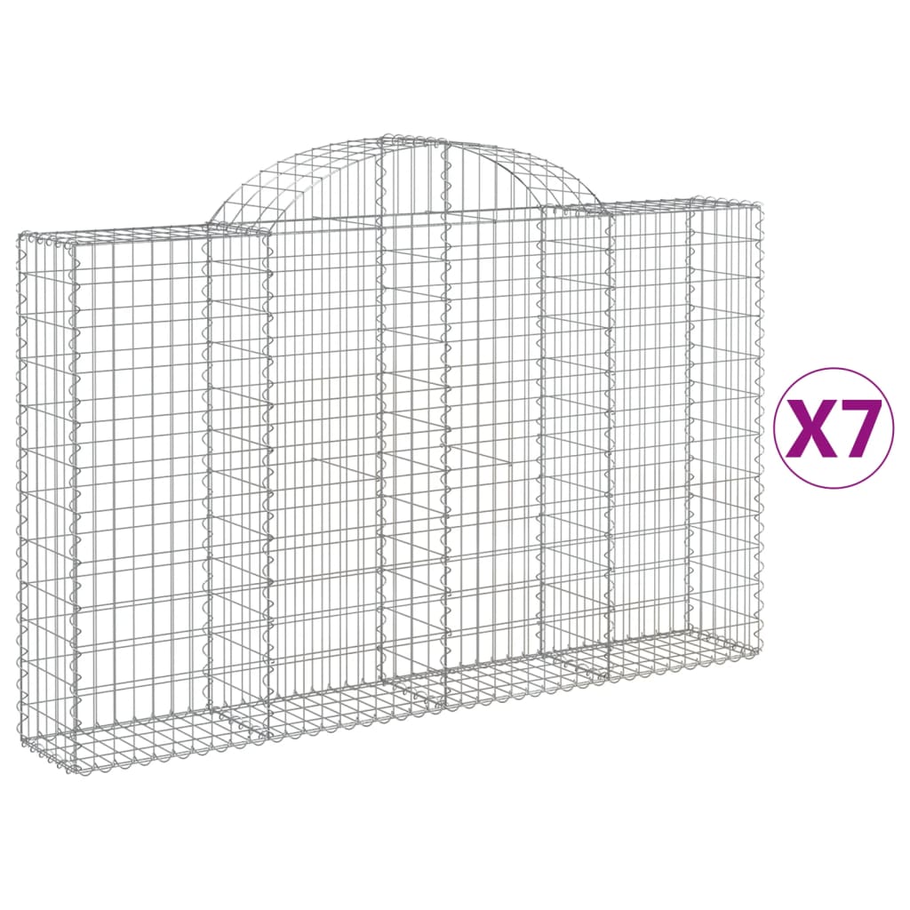 Συρματοκιβώτια Τοξωτά 7 τεμ. 200x30x120/140 εκ. Γαλβαν. Ατσάλι