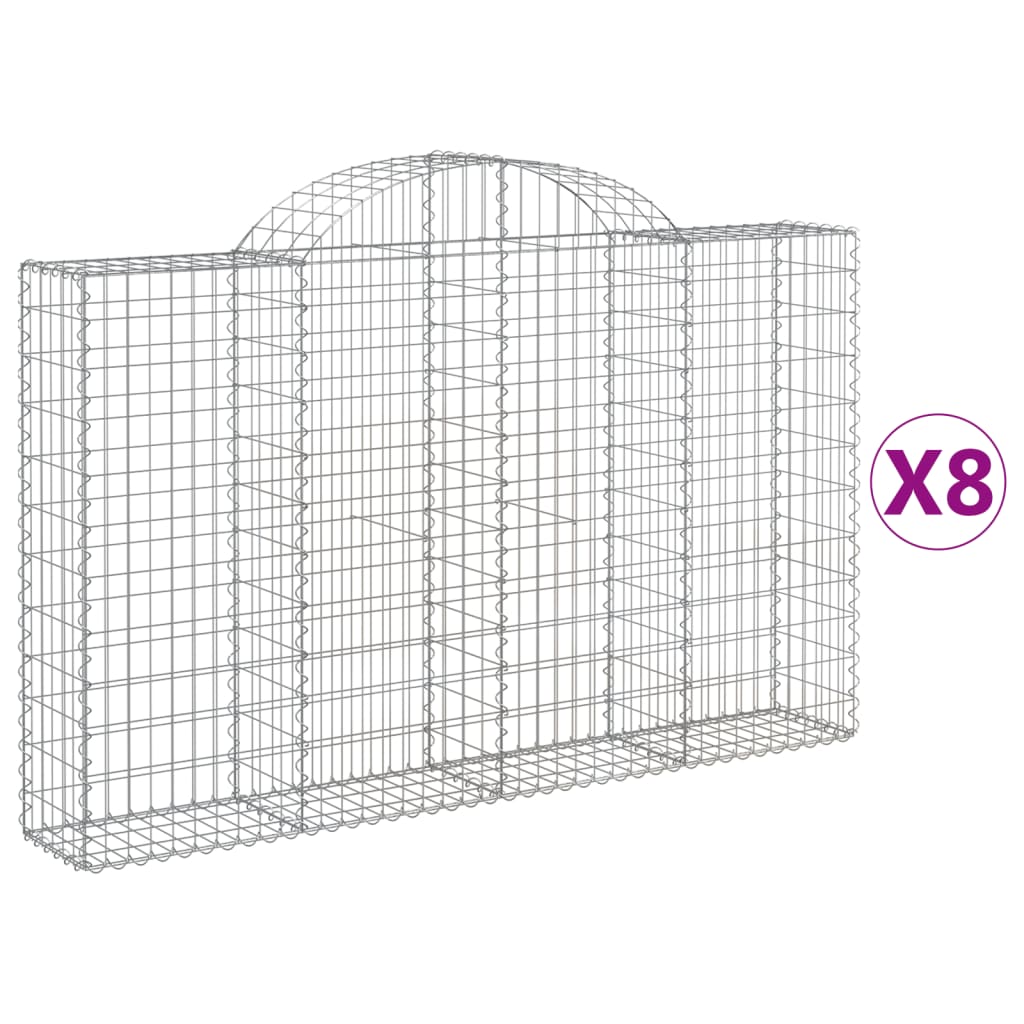 Συρματοκιβώτια Τοξωτά 8 τεμ. 200x30x120/140 εκ. Γαλβαν. Ατσάλι