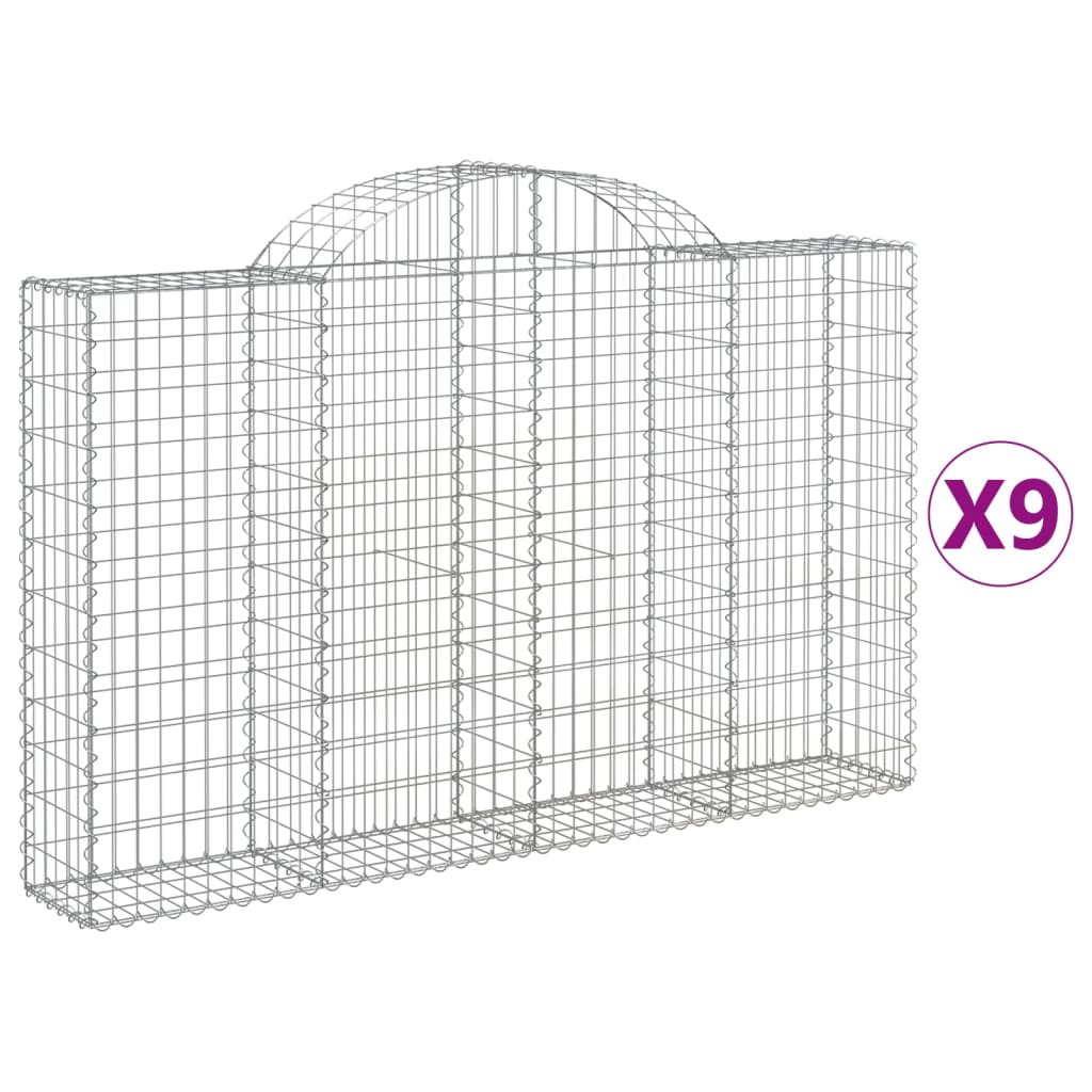 Συρματοκιβώτια Τοξωτά 9 τεμ. 200x30x120/140 εκ. Γαλβαν. Ατσάλι