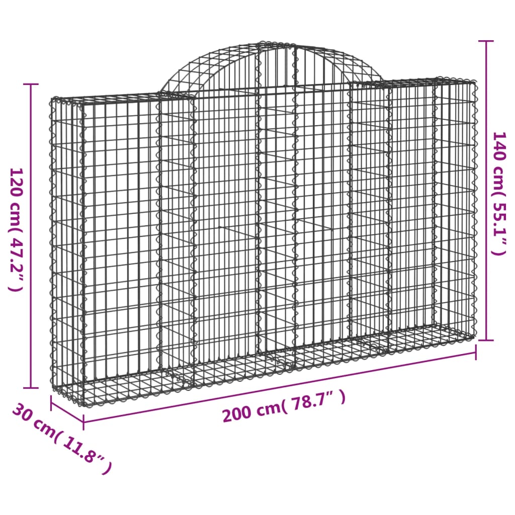 Συρματοκιβώτια Τοξωτά 12 τεμ. 200x30x120/140 εκ. Γαλβαν. Ατσάλι