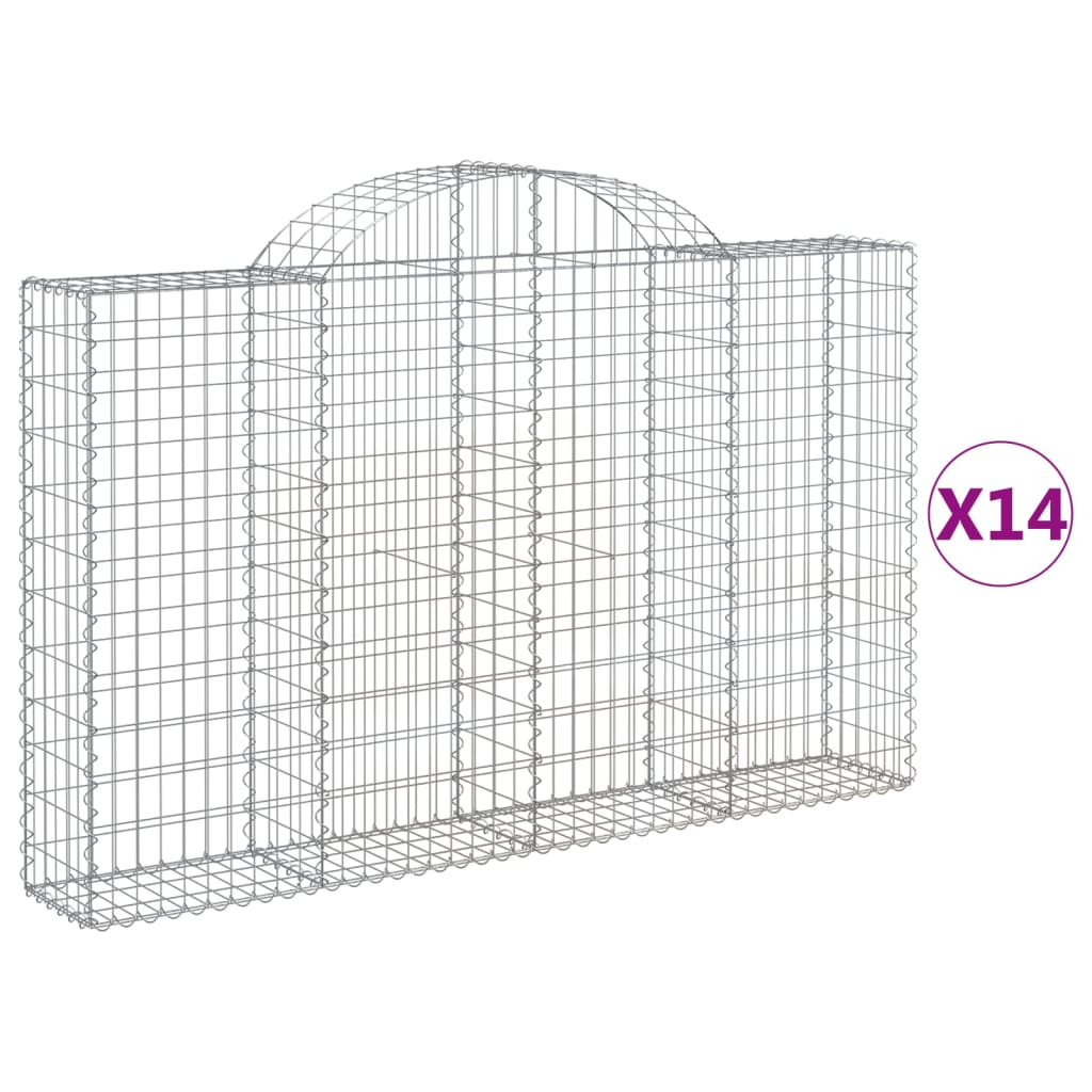 Συρματοκιβώτια Τοξωτά 14 τεμ. 200x30x120/140 εκ. Γαλβαν. Ατσάλι