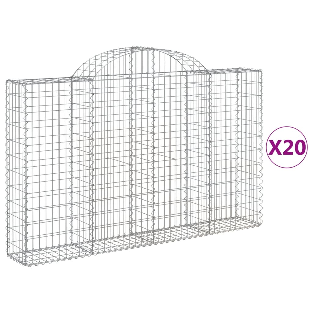 Συρματοκιβώτια Τοξωτά 20 τεμ. 200x30x120/140 εκ. Γαλβαν. Ατσάλι