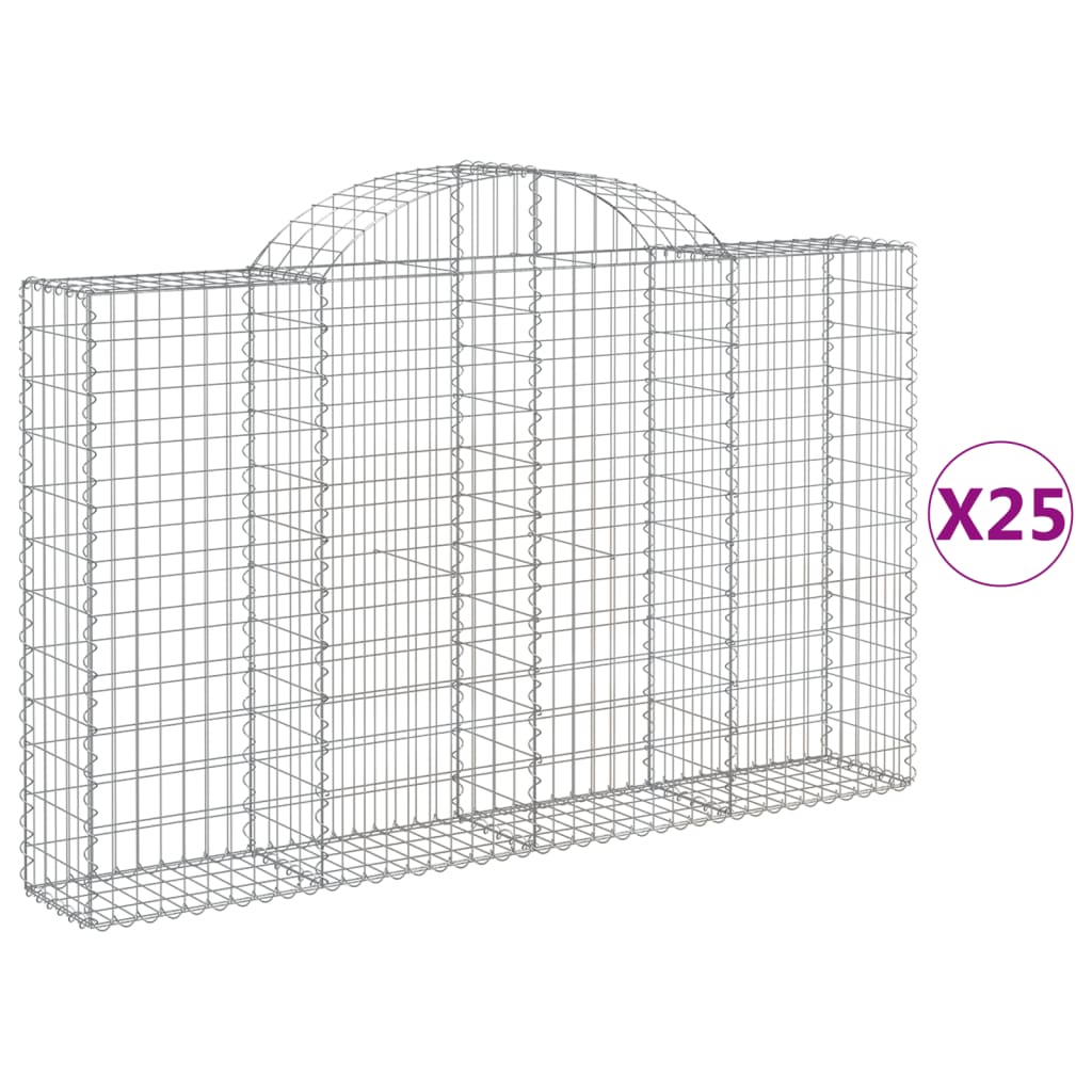 Συρματοκιβώτια Τοξωτά 25 τεμ. 200x30x120/140 εκ. Γαλβαν. Ατσάλι