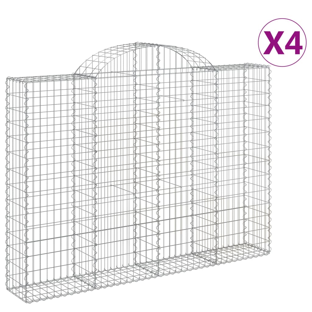 Συρματοκιβώτια Τοξωτά 4 τεμ. 200x30x140/160 εκ. Γαλβαν. Ατσάλι