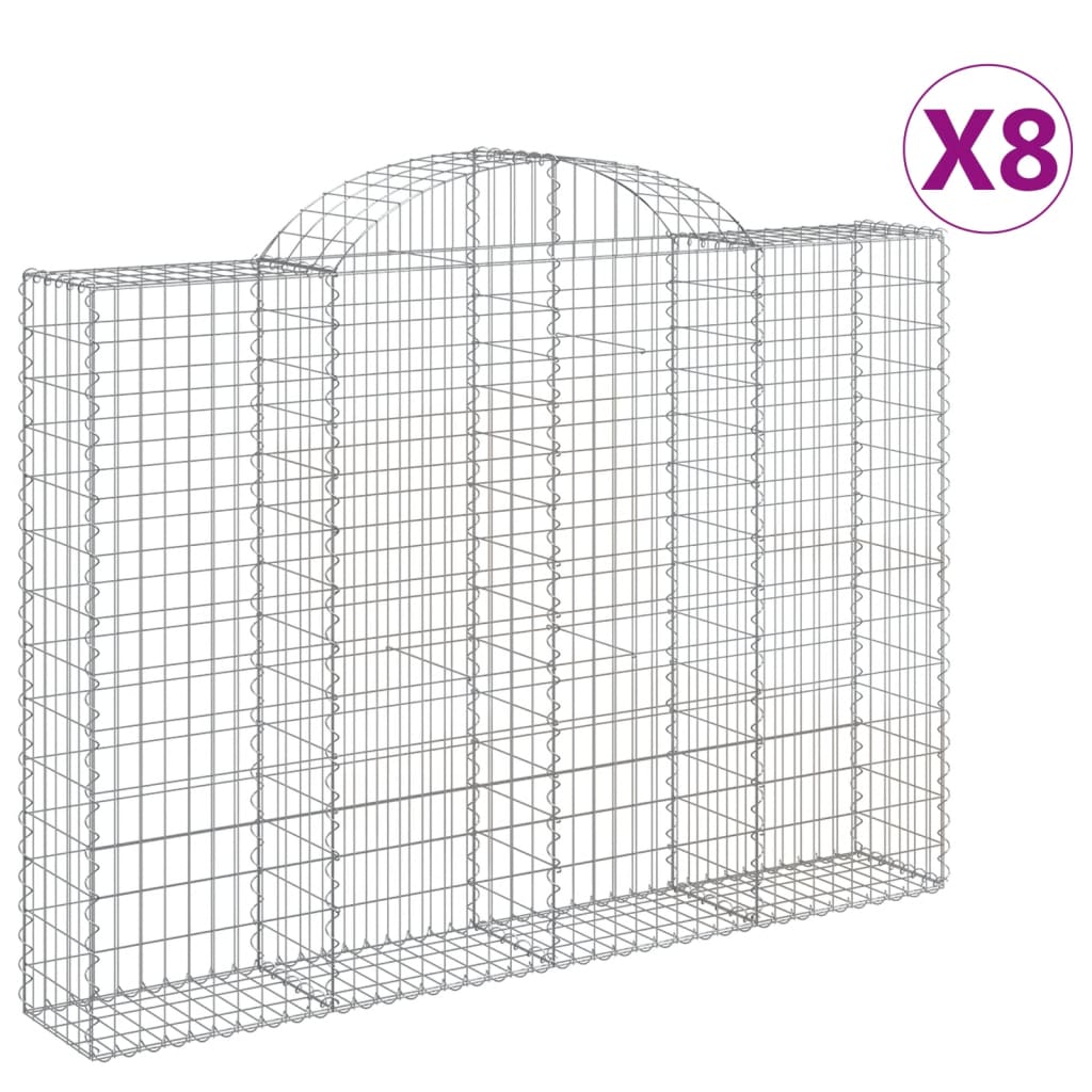 Συρματοκιβώτια Τοξωτά 8 τεμ. 200x30x140/160 εκ. Γαλβαν. Ατσάλι