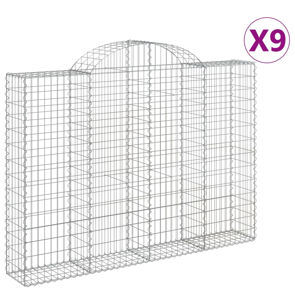Συρματοκιβώτια Τοξωτά 9 τεμ. 200x30x140/160 εκ. Γαλβαν. Ατσάλι