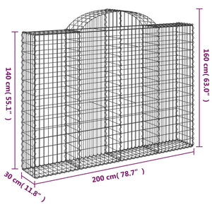 Συρματοκιβώτια Τοξωτά 12 τεμ. 200x30x140/160 εκ. Γαλβαν. Ατσάλι