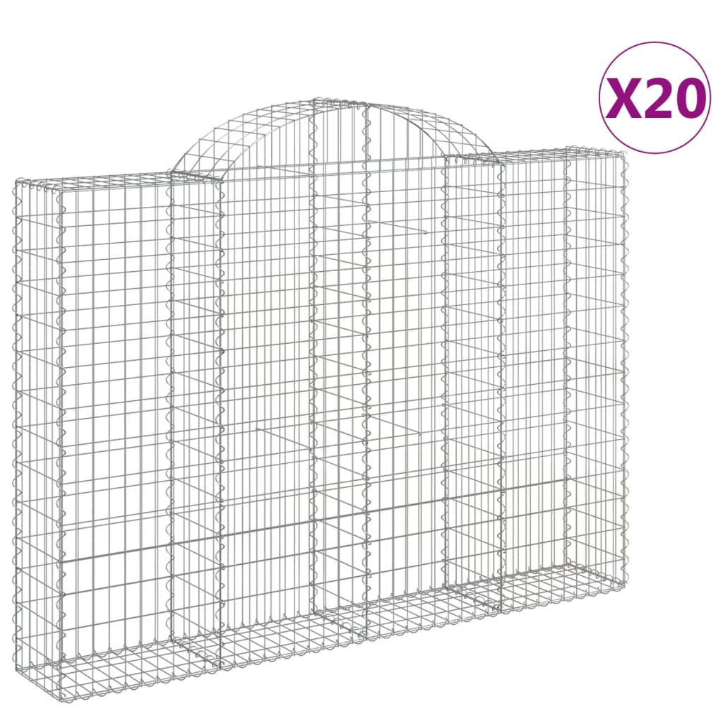 Συρματοκιβώτια Τοξωτά 20 τεμ. 200x30x140/160 εκ. Γαλβαν. Ατσάλι